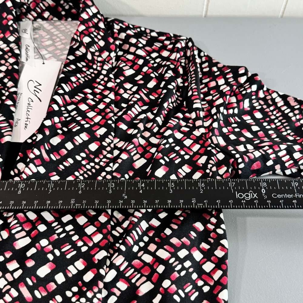 NY Collection Petite Black Geometric Print Open Front Cardigan Sweater Set New - Picture 11 of 13